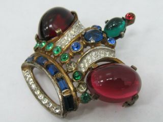 Vintage Trifari Alfred Philippe Vermeil Sterling Silver Jelly Belly Crown Brooch 3
