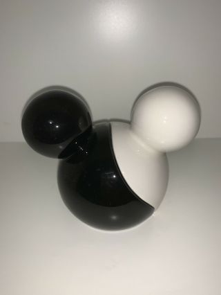 Disney Mickey Mouse Ears Black & White Salt & Pepper Shakers Ceramic Magnetic