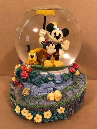Vintage Disney Musical Snow Globe Mickey Donald Pluto Music Player