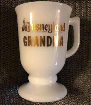 Vintage Disneyland Milk Glass Grandma Footed Mug