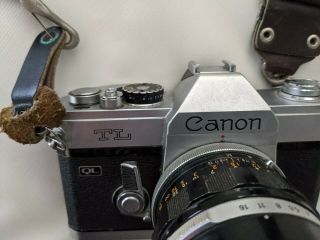 Vintage Canon Tl 35mm Slr Film Camera W/ Canon Prime Lens Fl 50mm 1:1.  4 Strap