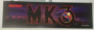 Vintage " Mortal Kombat 3 " Mk3 Arcade Video Game Marquee By Midway