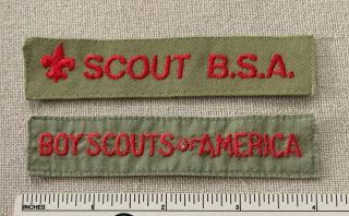 2 Vintage Boy Scouts Of America Uniform Strip Badge Patches Scout Bsa Badge Camp