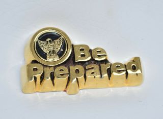 Vintage? Brass Boy Scouts Bsa Be Prepared Paper Weight Felt Backing Eagle Logo
