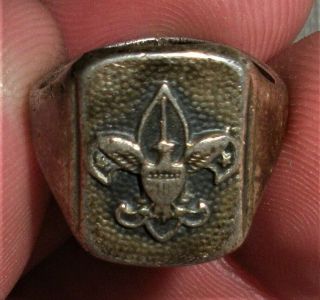 VINTAGE BOY SCOUTS OF AMERICA STERLING SILVER RING vafo 2