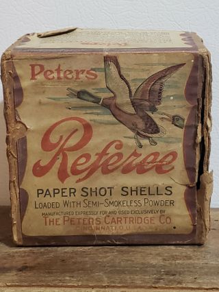 Vintage Peters Referee Paper Shot Shells 12 Gauge Shot Gun Shells Empty Box