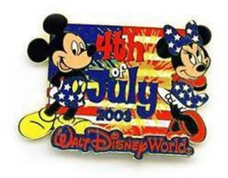 Minnie & Mickey Mouse 4th Of July 2003 Wdw Cast American Flag Le 3000 Disney Pin