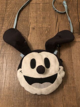 Tokyo Disney Oswald The Lucky Rabbit Face Plush Pass Case Card Holder Purse Bag