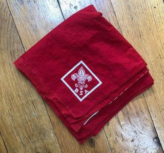 Boy Scouts Of America Vintage Bandana Scarf Red White 1940s Official Uniform