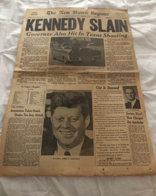 John F.  Kennedy Assassination Newspaper November 22,  1963