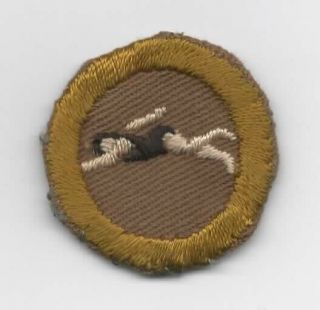 Swimming Merit Badge,  Type A (1911 - 1933),  Cut Down And Hand Crimped