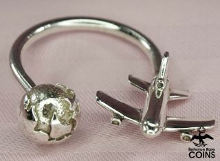 Tiffany & Co.  Sterling Silver (. 925) Vintage Plane & Globe Key Ring