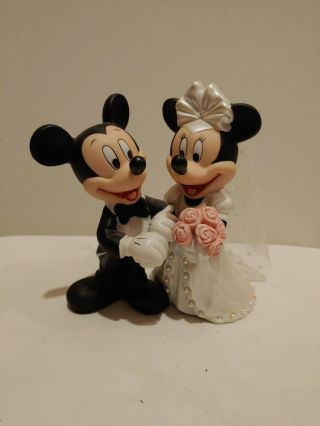 Disney Wedding Cake Topper Mickey & Minnie Euc