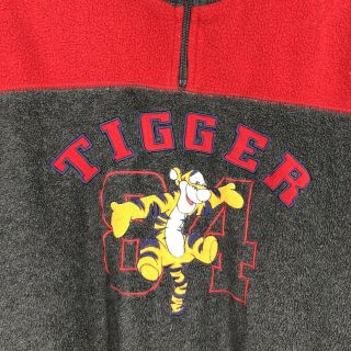 Disney Pooh Tigger 84 XL Gray/Red 1/4 Zip Fleece Running Sweat Jacket 3