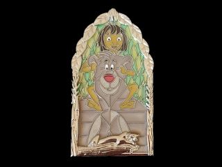 Disney Dlr Pin Of The Month - Windows Of Magic - Jungle Book Mowgli Baloo Le Pin