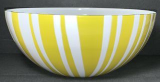 Cathrineholm Yellow Stripe Striped Enamel Bowl 9 1/2” Mid Century Modern Vintage