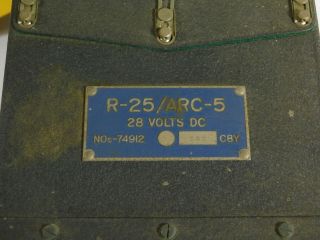 R - 25 ARC - 5 Vintage WWII Military Radio Receiver Command Set w/ Tag (unmodified) 3