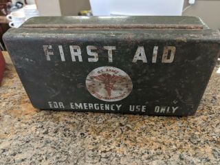 Ww2 Us Military Army Jeep First Aid Kit Metal Vintage