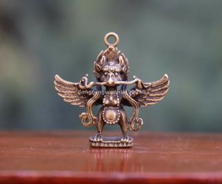 4 Cm China Pure Copper Bronze Garuda Bird Buddha Statue Pendants