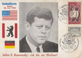 Us President John F Kennedy In Germany 1963 Postcard Cover Berlin
