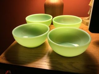 4 Vintage Fire King Oven Ware Jadeite 5”chili Bowls Soup Cereal Jade Green