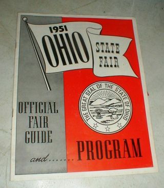 Vintage 1951 Ohio State Fair Official Fair Guide & Program Very