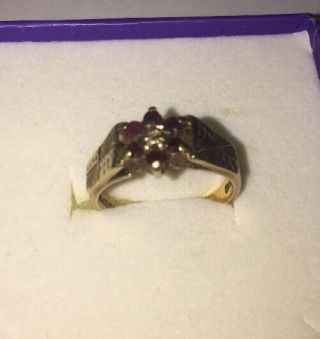 Vintage 9ct Gold,  Garnet And Diamond Ring