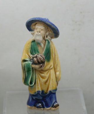 Wonderful Miniature Ceramic Statue Of An Old Man Handmade Hand Painted