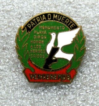 Vintage Rare Enamel Pin Badge Cuban Revolution Political Patria O Muerte Cuba.