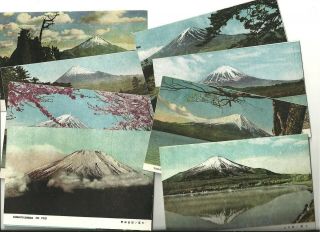 787 - From Japan Occupation 1946,  47 - Postcards - Set Of 8 - Views Of Mt.  Fuji