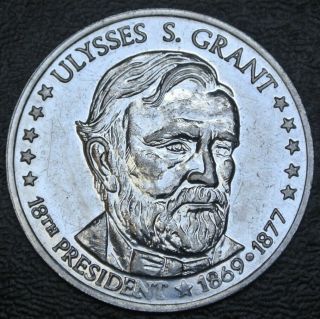 Vtg Ulysses S.  Grant 18th President 1869 - 1877 Aluminum Medal -