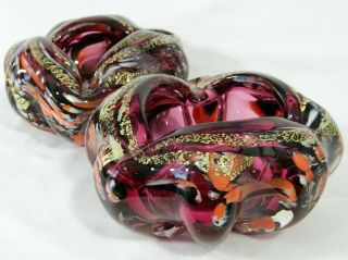 Large Vintage Murano Art Glass Ashtrays/bowls Purple/gold Foil/fleck,