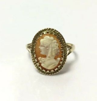 Vintage 9ct Gold Cameo Ring Uk Sizes M/o/r Hallmarked 1990/91 Claw Set 2.  6g