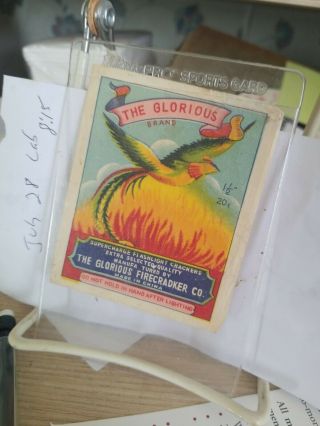 Glorious Brand Firecracker Label Phoenix Bird Vintage China 2 1/2x3 " (errors)