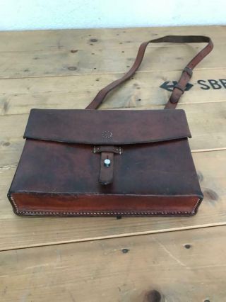 1968 Vintage Swiss Army Military Shoulder Maps Bag Leather 2