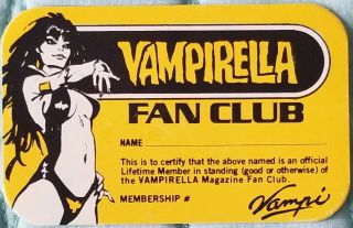 Vintage Vampirella Fan Club Membership Card - Warren