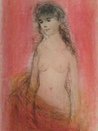Edna Hibel Artist Proof And Pastels Nude Lithograph Unique Hand Signed