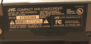 Vintage JVC Compact VHS Camcorder Video Camera GR - SXM920U W/Battery 2