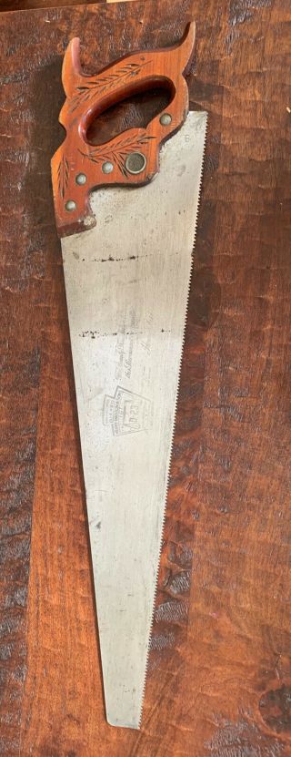 Antique Vintage Henry Disston & Sons D - 23 Wood Wheat Handle Hand Saw