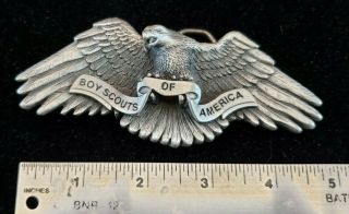 Boy Scout Bsa 2000 Solid Fine Pewter 5 " Belt Buckle Flying Eagle