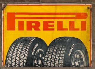 Vintage Greek Greece Pirelli Tires Double Sided Sign