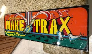 Vintage Williams Make Trax Video Arcade Game Plexiglass 24 1/2 " X 7 1/4 " 1981