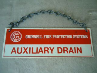 Grinnell Fire Protection Systems Auxiliary Drain 6 X 2 Plastic Hanging Sign