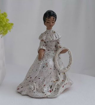 Vintage Ceramics By Bee / B Of Hawaii Lady Figurine With Lei Hard To Find