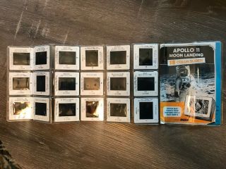 Apollo 11 Moon Landing 18 Color Slides Woth Booklet