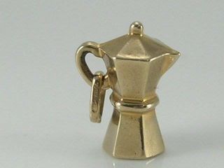Vintage 3d 9ct Gold Espresso Stove Top Coffee Maker Charm.  H/mk 1979