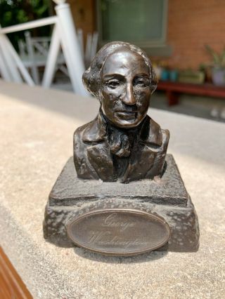 Small Bronze Patinated Metal Bust Of George Washington