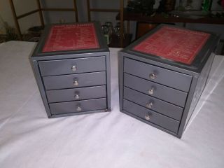 2 Vintage 1950 " S Kennedy Mfg.  Co.  Small Parts 4 Drawer Cabinet No.  4d Cabinet.