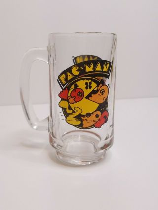 Vintage 1980 Bally Midway Pac - Man Pacman Glass Mug With Handle Stein