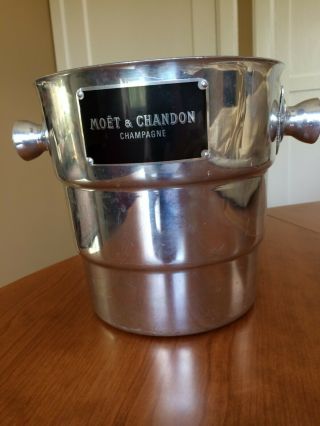 Vintage Moet Chandon Champagne Ice Bucket Cooler Aluminum Metal Belgium Mark